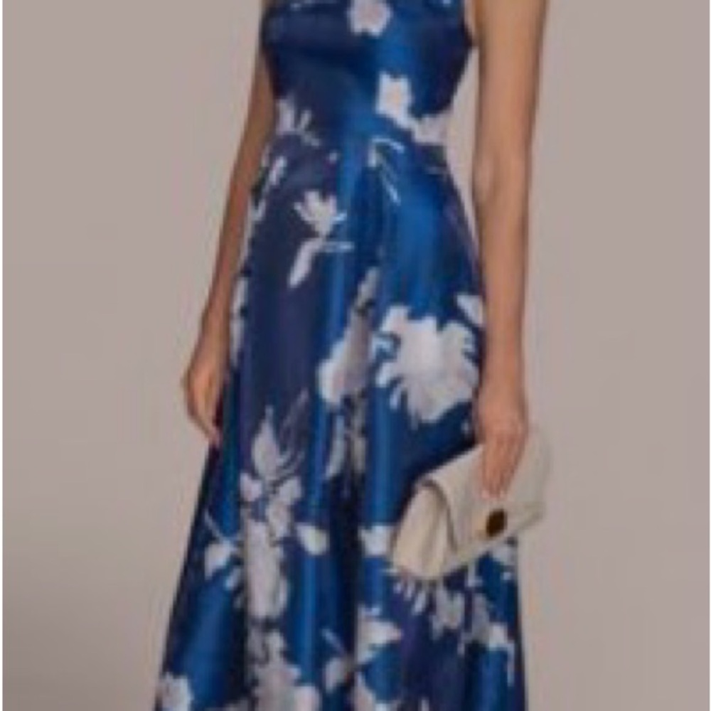 Donna Karan strapless Blue and White Dress
